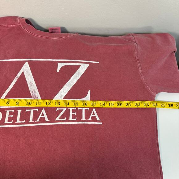 Delta Zeta Sweatshirt Comfort Colors Size Large Washed Red Pink Crewneck - Picture 9 of 12